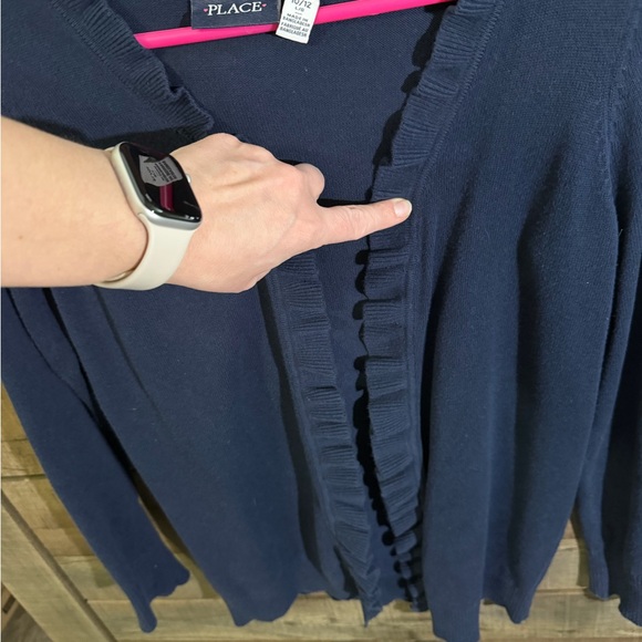 Navy Ruffled Open Cardigan - Picture 1 of 3